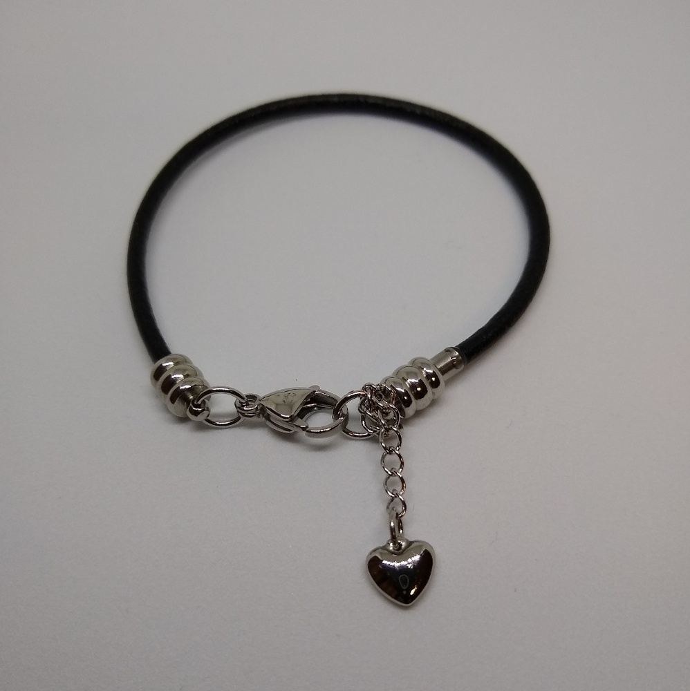 New Black Leather Charm Bracelet